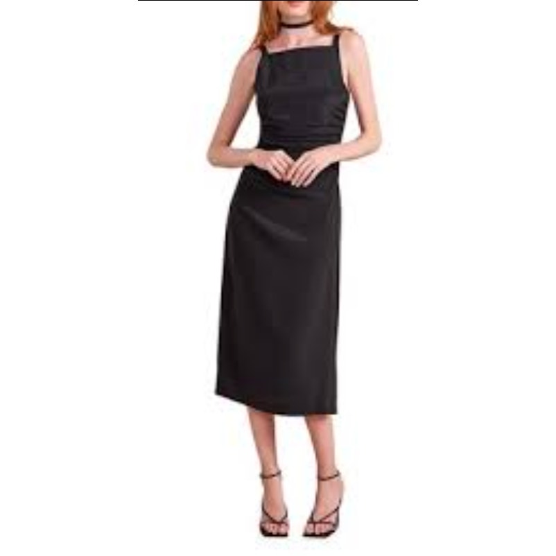 La Ligne Black Silk Midi Sasha Dress Size Large
